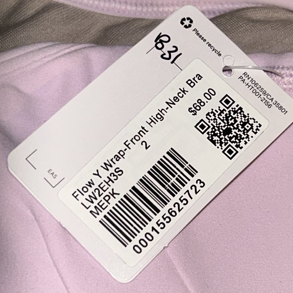 NWT Lululemon Flow Y Wrap-Front High-Neck Bra in Meadowsweet Pink size 2 - Picture 6 of 12